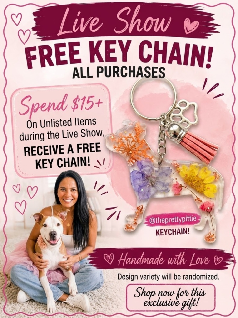 Live Show Promo - Custom Handcrafted Pitbull Keychain Gift With $15+ Purchase